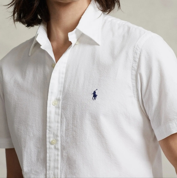 2025 Polo Ralph Men's White Classic Fit Linen Shirt Size Medium Nwt - Picture 2 of 12